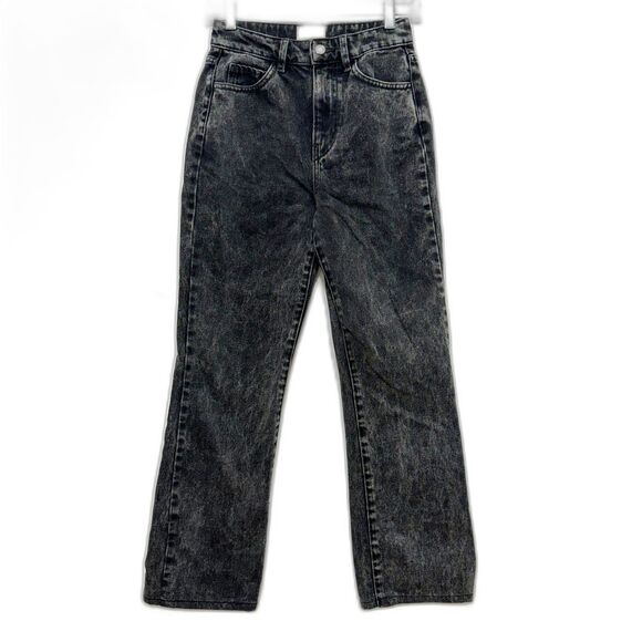 Sezane Jeans Brut Sexy Denim Straight Leg Black Zip Fly High Rise Womens sz 34 2 - Picture 1 of 8